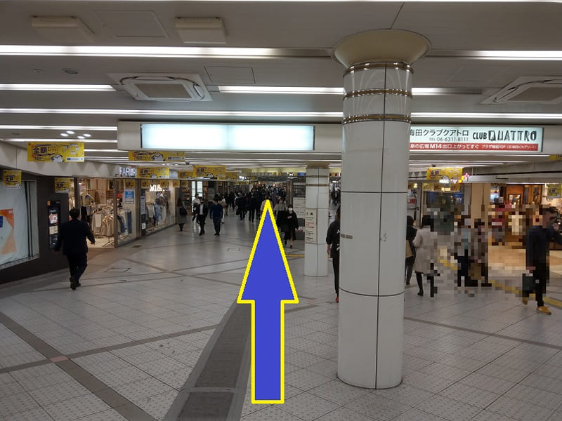 阪神電車大阪梅田駅(百貨店口)からのアクセス
