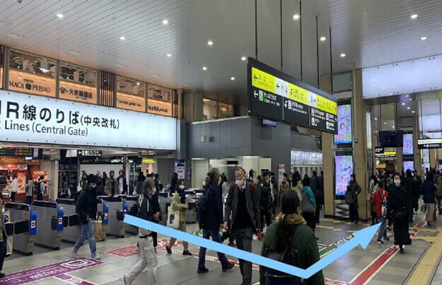 JR天王寺駅中央改札からのアクセス